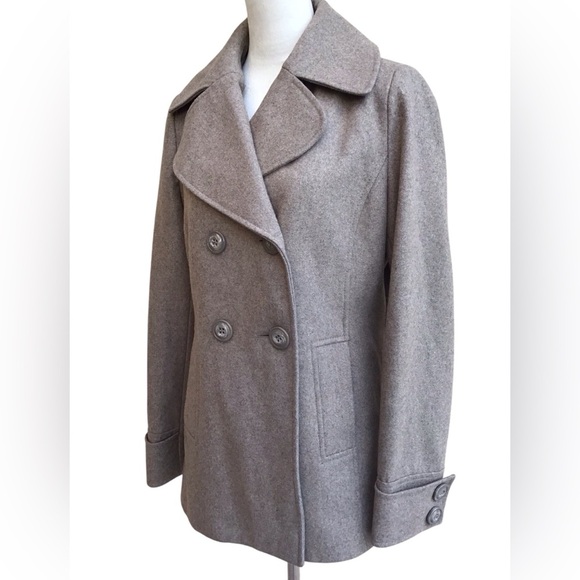 New York & Company Oatmeal Brown Wool Blend Coat - Picture 2 of 6